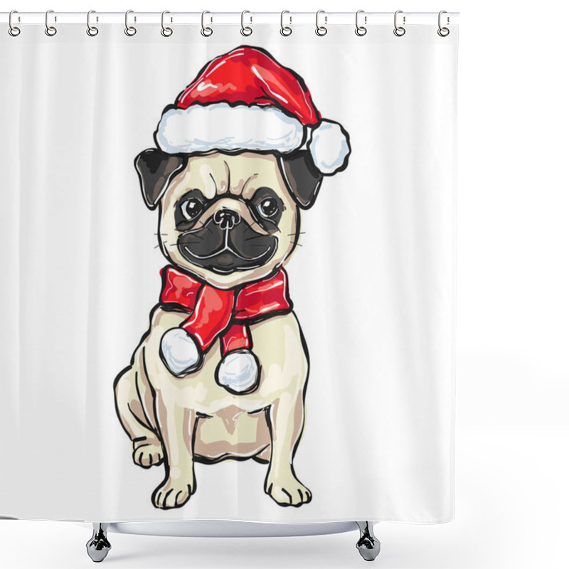 Personality  Funny Christmas Pug Dog  Shower Curtains