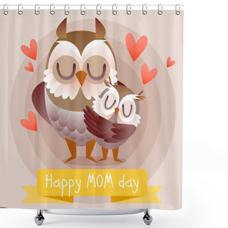 Personality  Baby And Mother Owls Together Shower Curtains