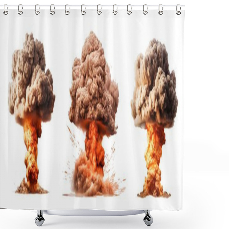 Personality  Nuclear Explosions Set, Atomic Bomb Explosion Set, White Background Shower Curtains