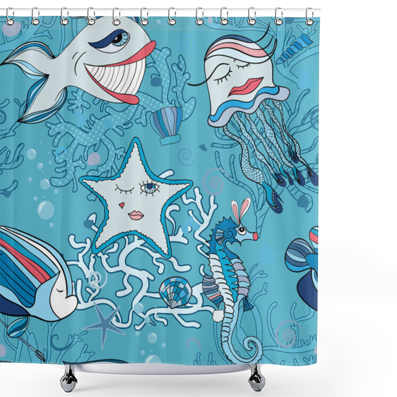 Personality  Underwater Seamless Sea World Shower Curtains