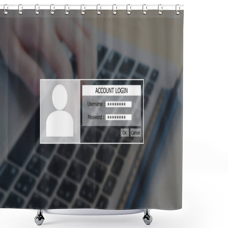 Personality  Account Lock Screen On Background Women Are Working On A Computer. The Concept Of Working With A Lot Of Information. Shower Curtains