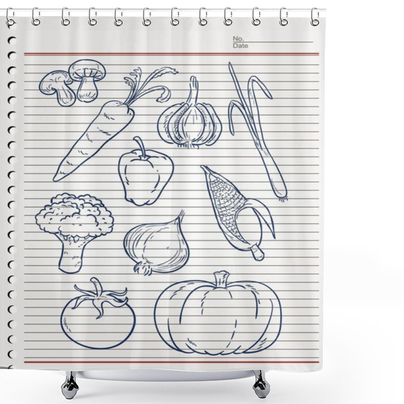 Personality  Vegetable Sketch Or Ingredient Set Shower Curtains