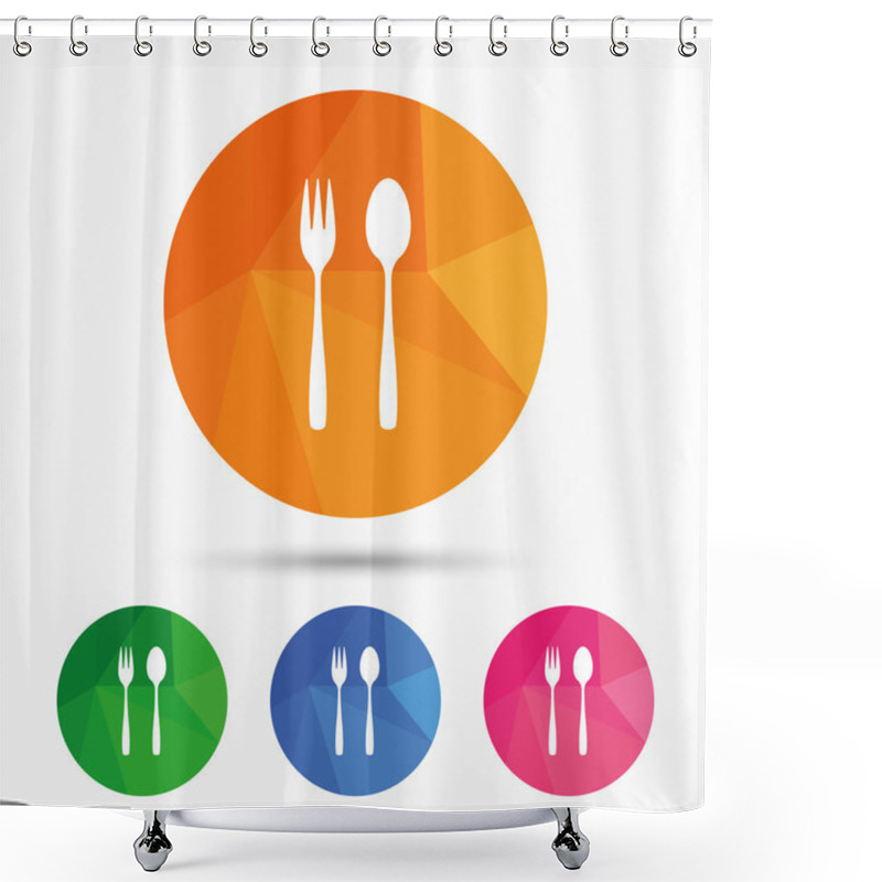 Personality  Eat Sign Icon. Dessert Fork And Teaspoon. Shower Curtains