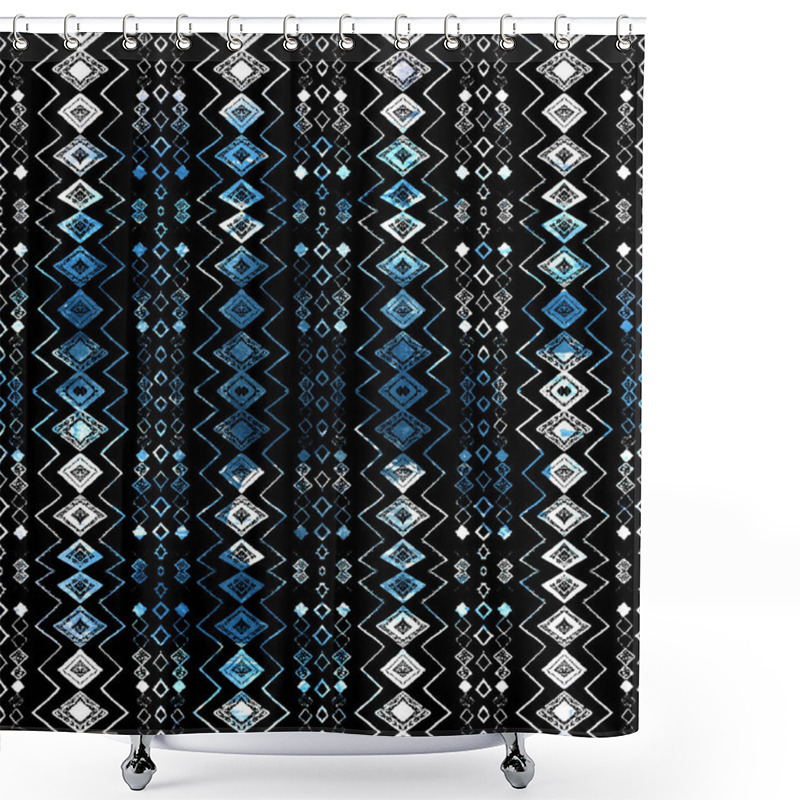 Personality  Geometric Boho Style Tribal Pattern With Distressed Texture And Effect Shower Curtains