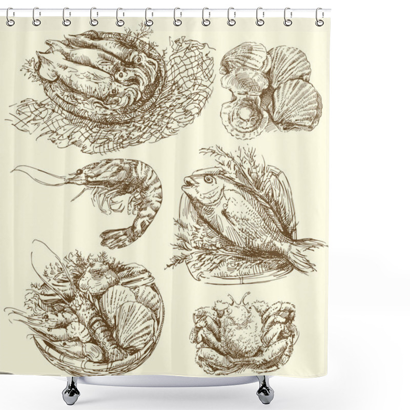 Personality  Sea Food, Fish Collection Shower Curtains