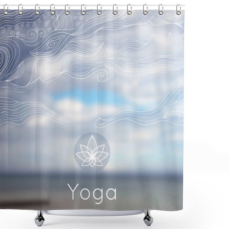 Personality  Vector Yoga Illustration. Poster For Yoga Class With A Nature Backdrop. Shower Curtains