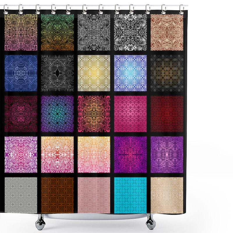 Personality  Big Collection Of 25 Seamless Patterns In Different Colours Shower Curtains