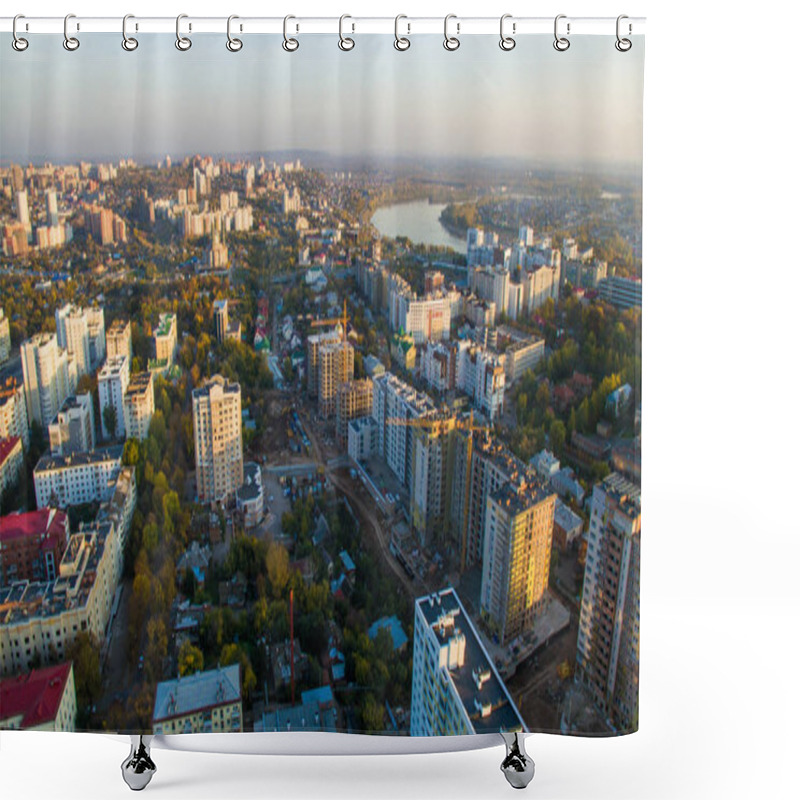 Personality  Ufa City At Sunset In Center. Aerial View Shower Curtains