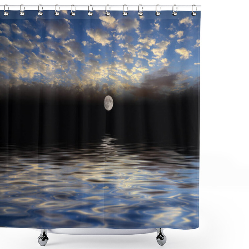 Personality  Full Moon And Calm Sea Surface Shower Curtains