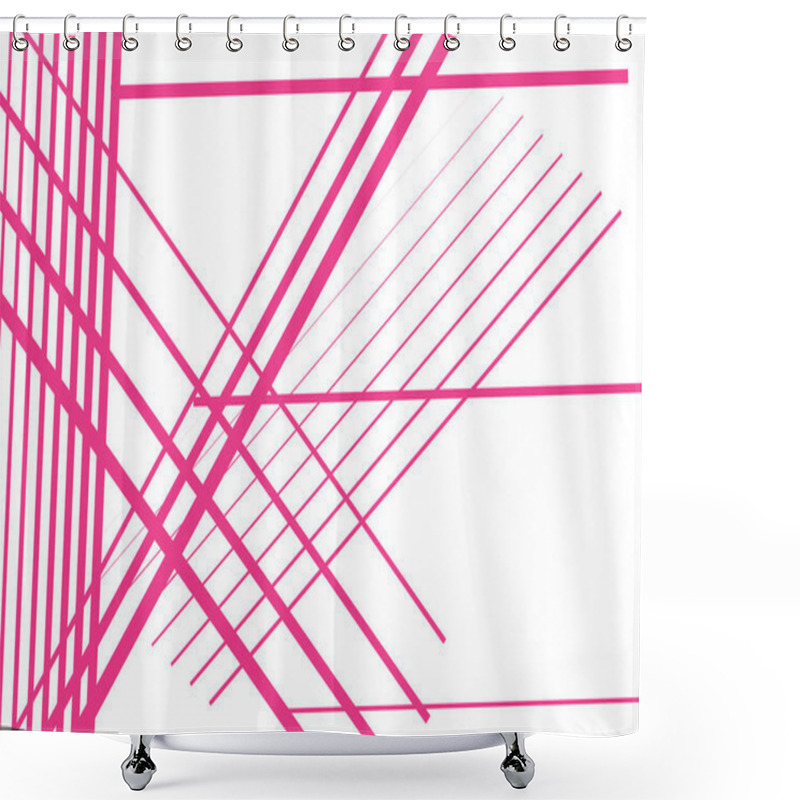 Personality  Colorful, Monochrome Abstract Geometric Art With Random, Chaotic Lines. Straight Crossing, Intersecting Dynamic, Irregular Lines, Stripes  Texture / Pattern Shower Curtains