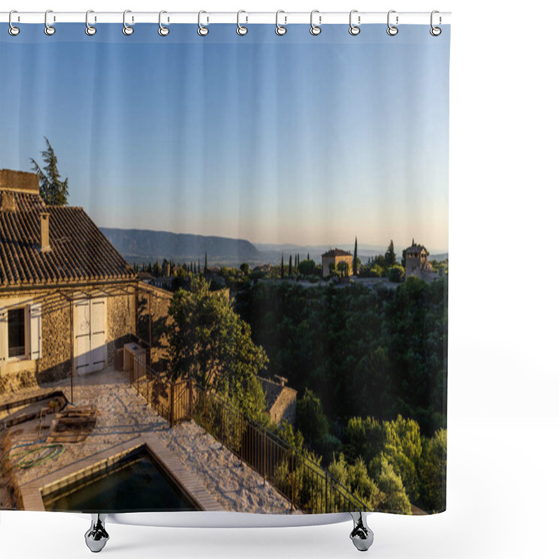 Personality  Beautiful Tranquil Landscape With Cozy Traditional Houses And Distant Mountains In Provence, France  Shower Curtains