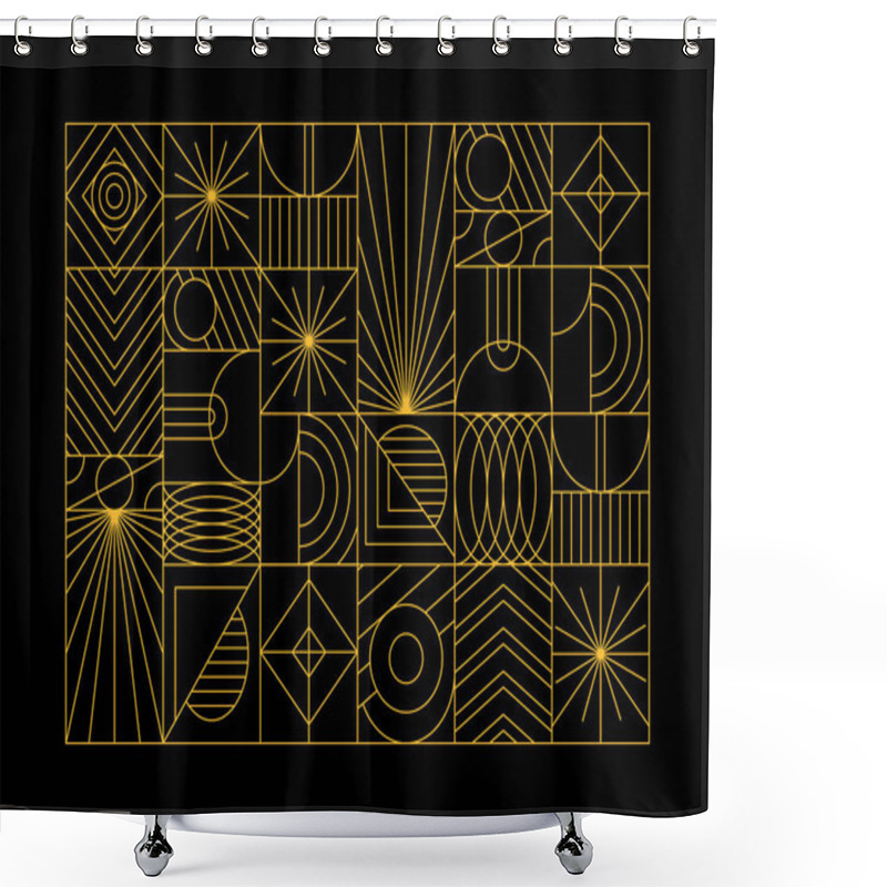 Personality  Luxury Geometry Line Lineart Abstract Shape Arabesque Classic Luxurious Glamour Artistic Aesthetic Art Decorative Decor Graphic Geometric Element Template Vector Shower Curtains