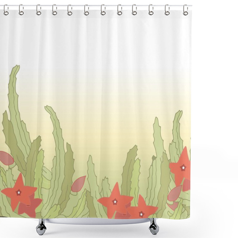 Personality  Blooming Stapelia. Succulent In A Pot. Houseplants. Botanical Illustration. A Plant From The Desert. Tropical Cacti. Shower Curtains