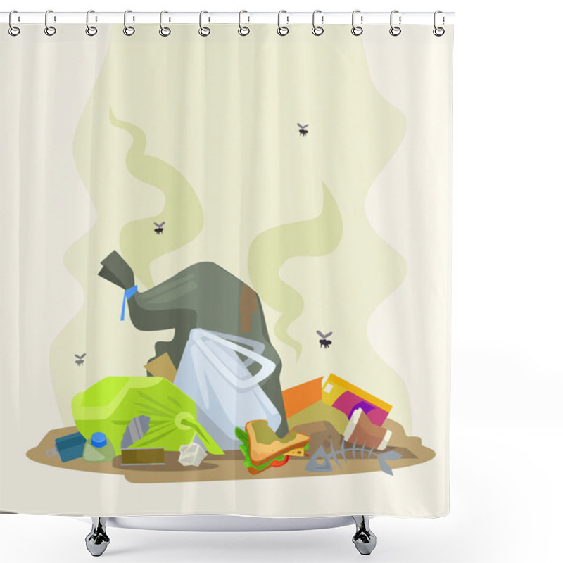 Personality  Garbage Dump. Vector Flat Cartoon Illustration Shower Curtains