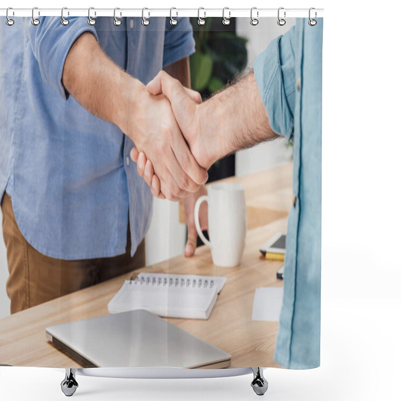 Personality  Businessmen Shaking Hands Shower Curtains