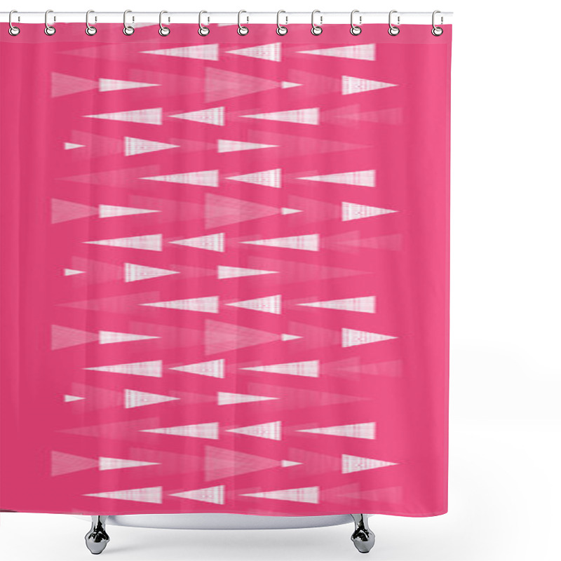 Personality  Pink And White Ikat Triangles Stripes Vertical Seamless Pattern Background Shower Curtains