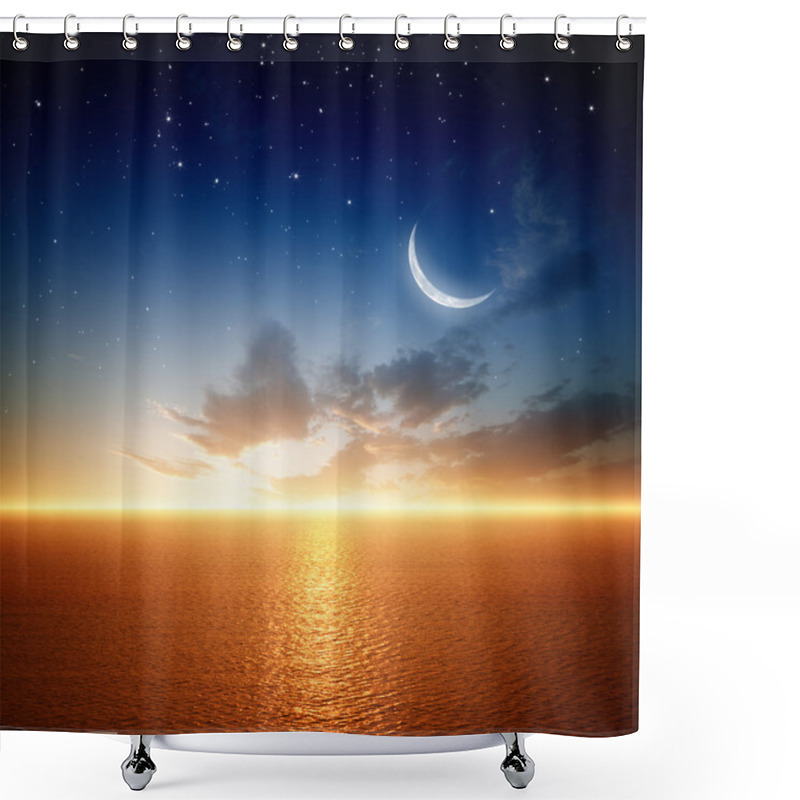 Personality  Beautiful Sunset With Moon Shower Curtains