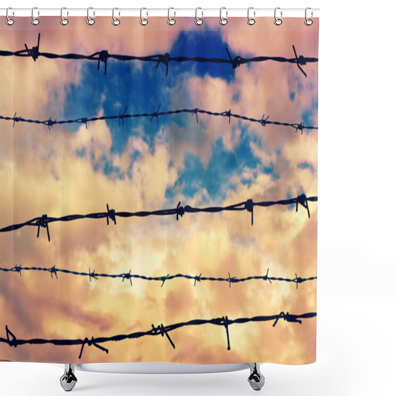 Personality  Silhouetted Barbed Wire Shower Curtains