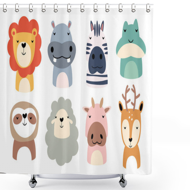 Personality  Set Of Wildlife Animals Is Sleeping . Vector Illustration . Shower Curtains