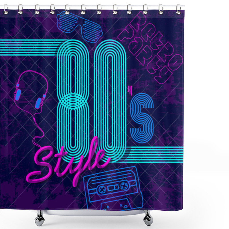 Personality  Back To The 80's. Retro Style 80s Disco Design Neon. 80s Party, 80s Fashion Shower Curtains