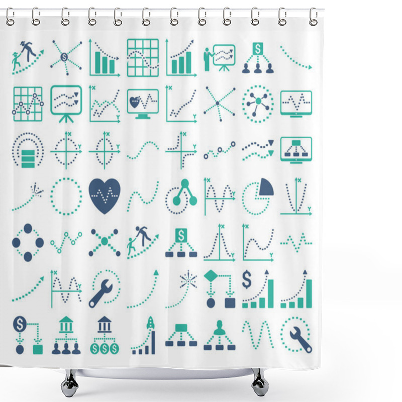 Personality  Business Charts With Rectangle Dots Vector Icons Shower Curtains