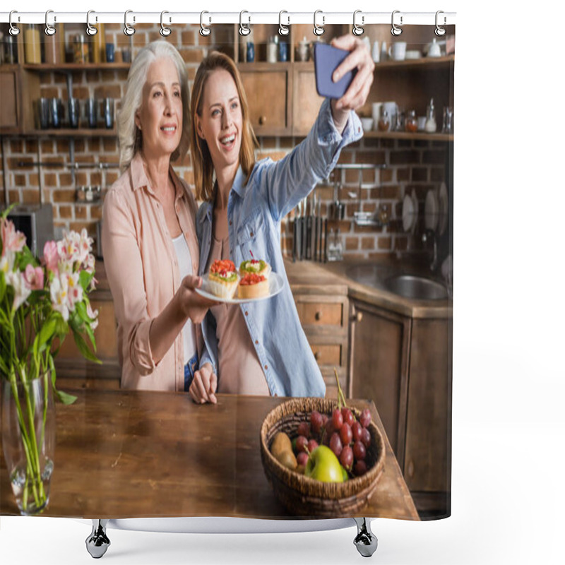 Personality  Women Taking Selfie In Kitchen Shower Curtains