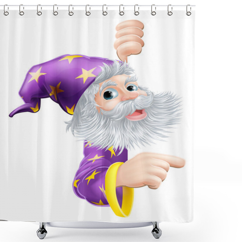 Personality  Wizard Peeking Round Sign Shower Curtains