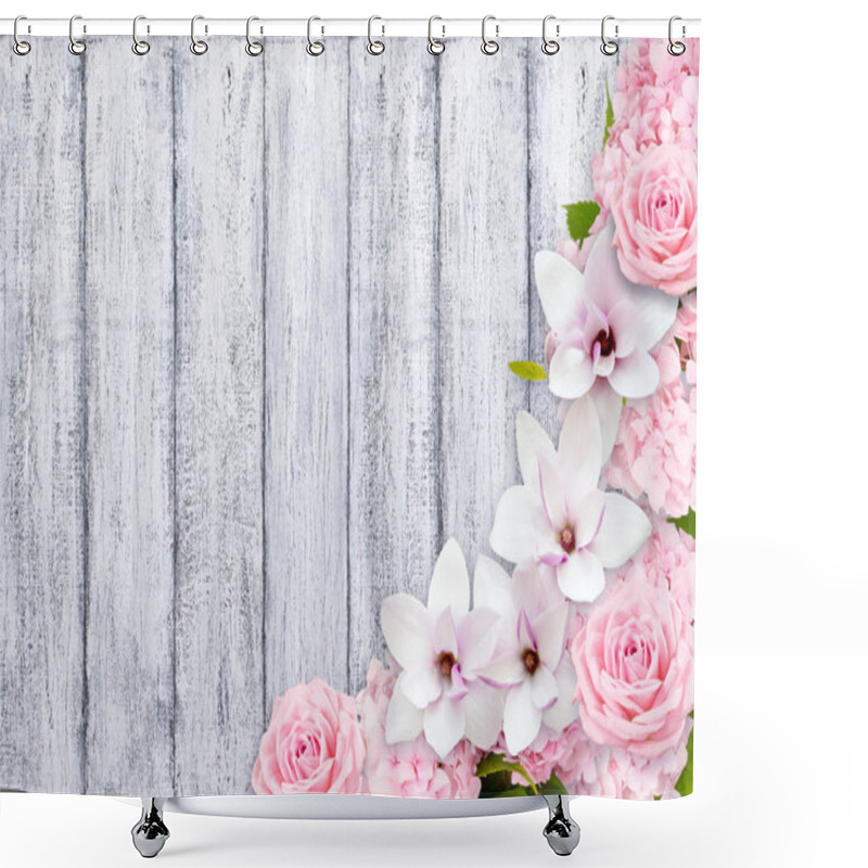 Personality  Magnolia Flowers With Roses And Hortense Shower Curtains