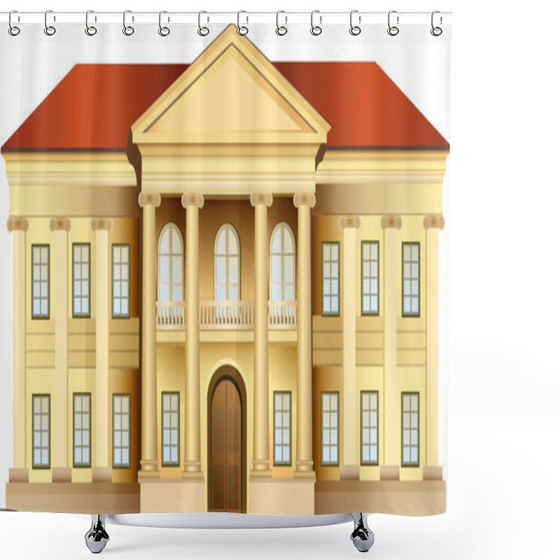 Personality  Mansion With Columns Vector Shower Curtains