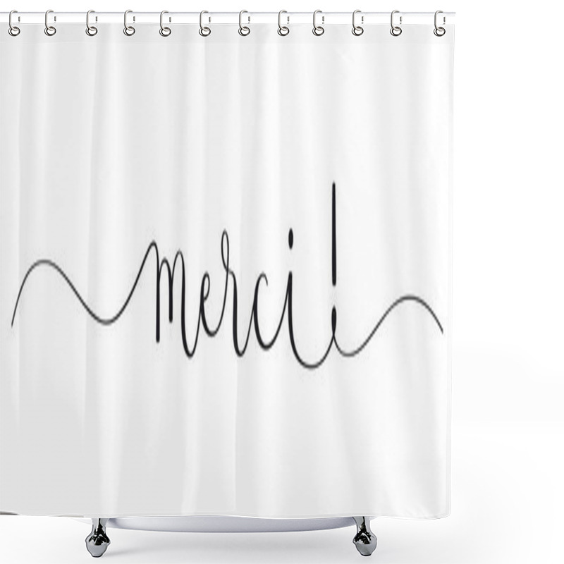 Personality  MERCI! Vector Brush Calligraphy Banner (French For THANKS!) Shower Curtains