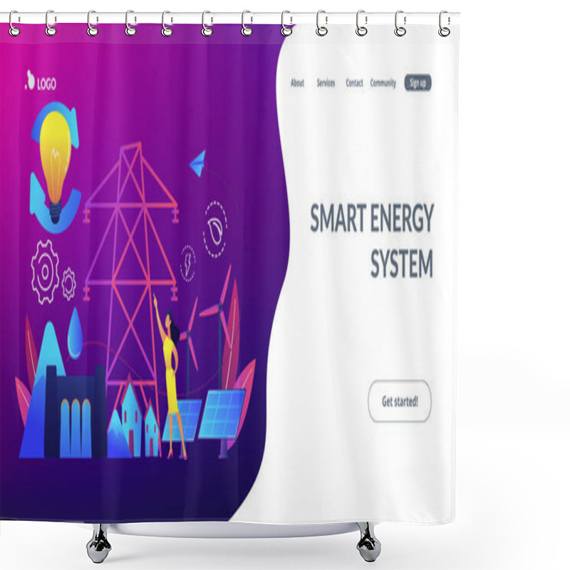 Personality  Sustainable Energy Concept Landing Page. Shower Curtains