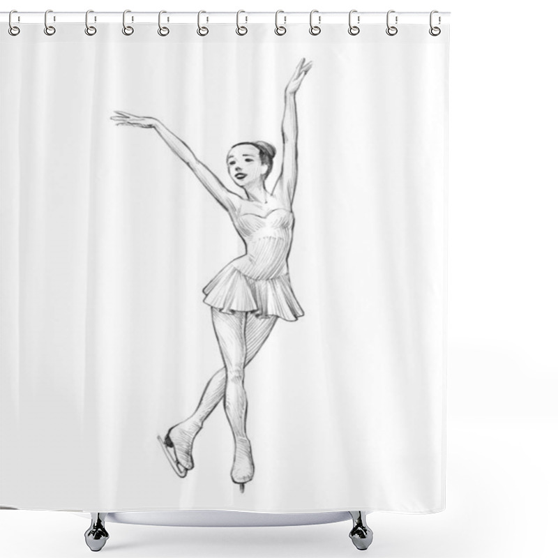 Personality  Hand-drawn Sketch Pencil Illustration Of A Figure Skater Woman Shower Curtains