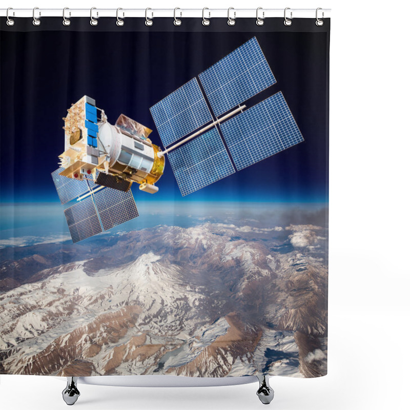 Personality  Space Satellite Over The Planet Earth Shower Curtains