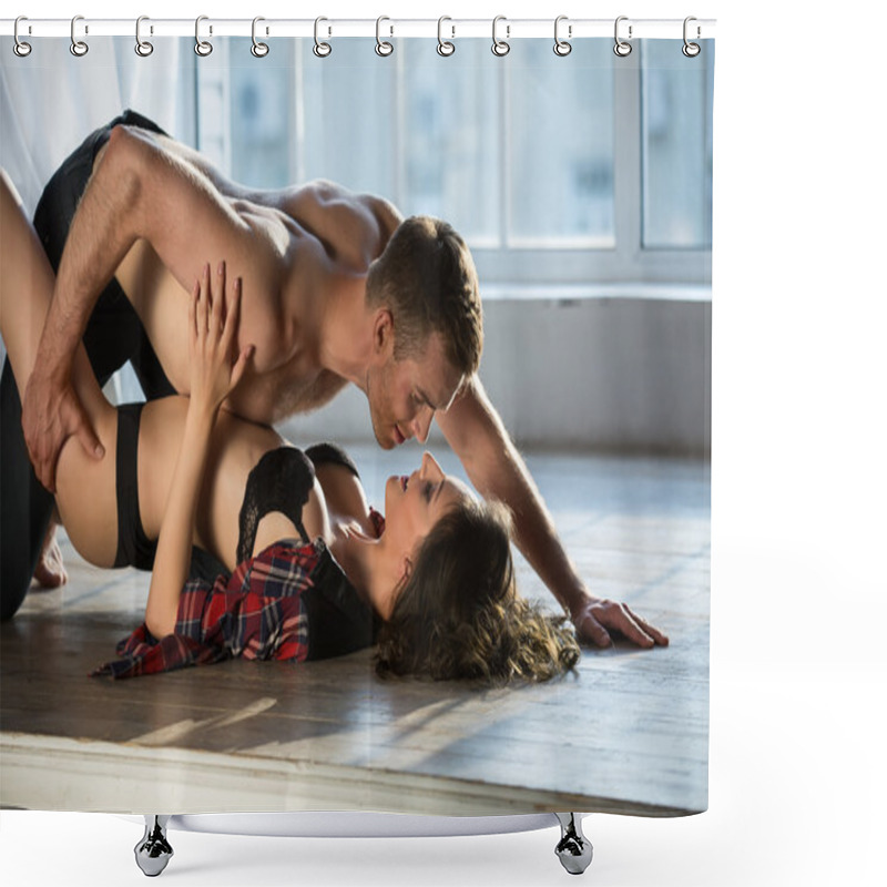 Personality  Lovers Lounging On The Floor Shower Curtains