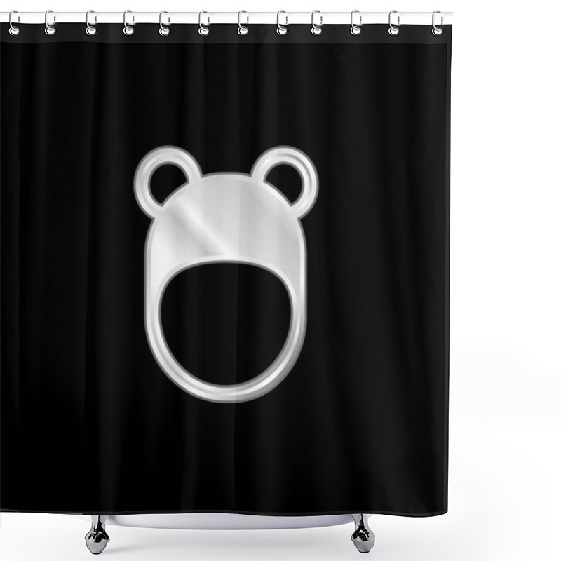 Personality  Bear Hat Silver Plated Metallic Icon Shower Curtains