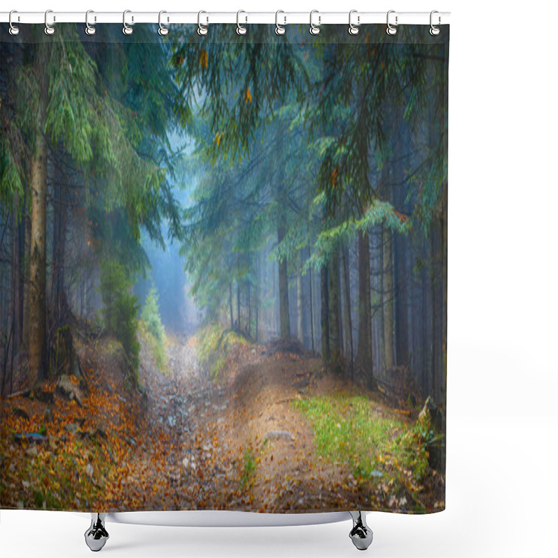 Personality  Misty Carpathian Forest Shower Curtains