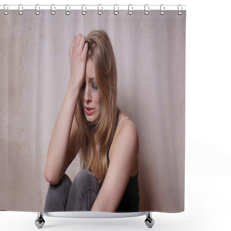 Personality  Tear-stained Young Woman Shower Curtains