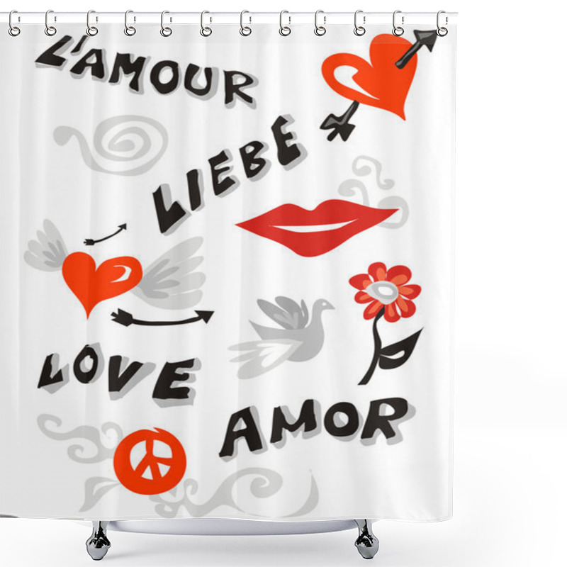 Personality  Love Icons Poster Shower Curtains