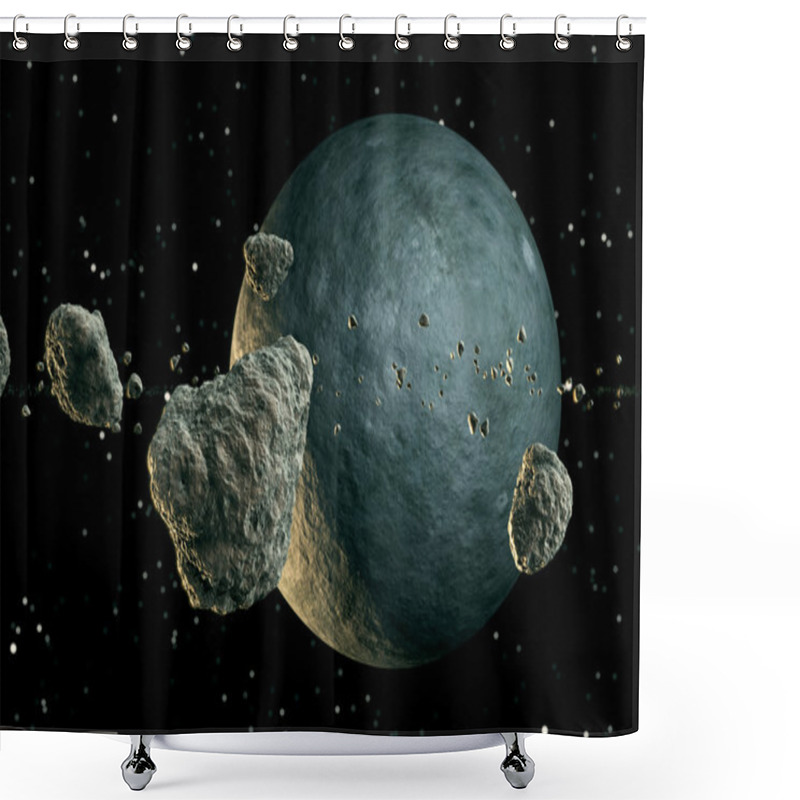 Personality  Meteors And Planet. Shower Curtains