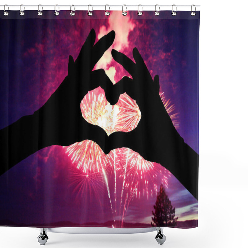 Personality  Silhouette Of Hands Shaped In Heart Shower Curtains