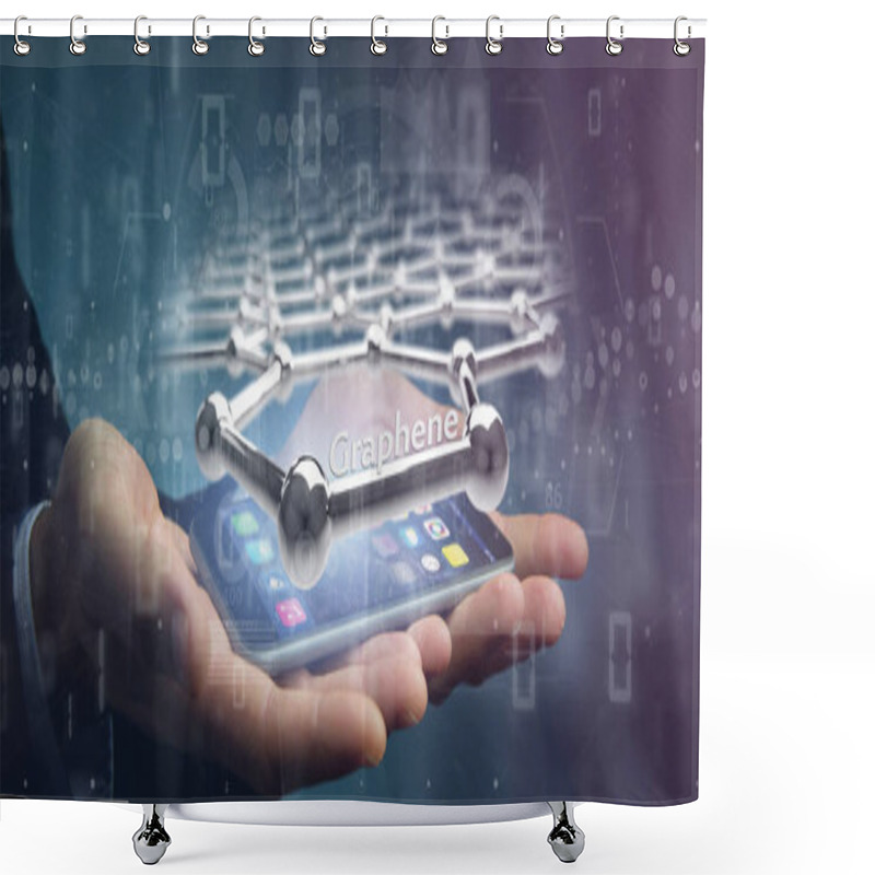 Personality  Businessman Holding A Graphene Structure - 3d Rendering Shower Curtains