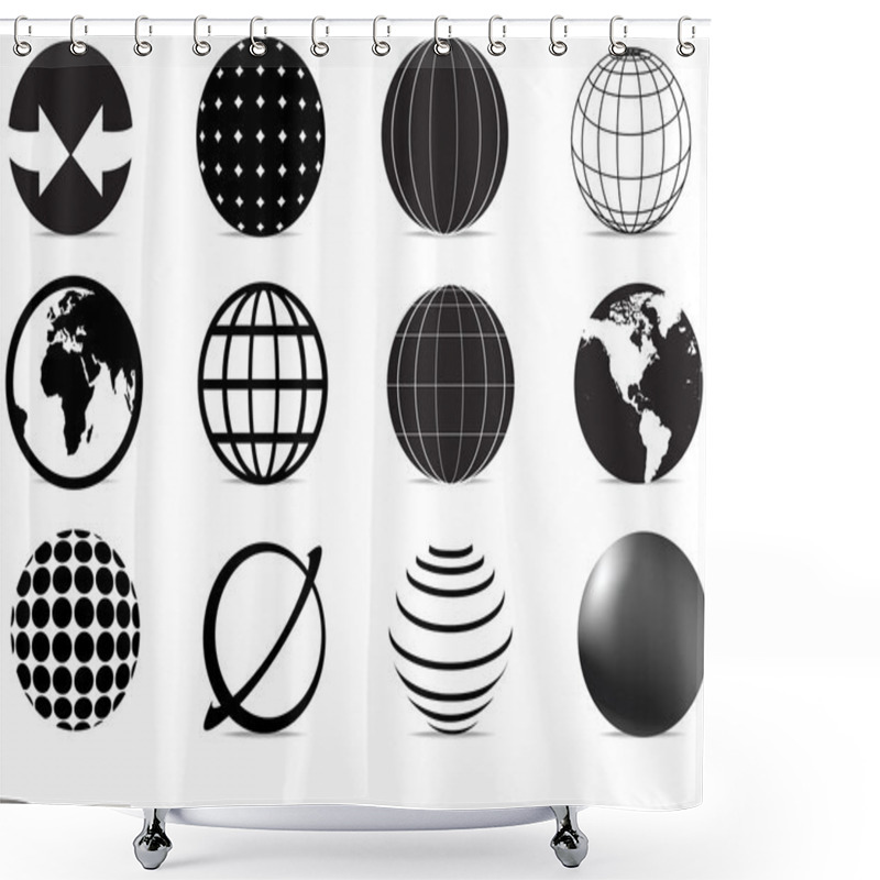 Personality  Globe Icons Shower Curtains