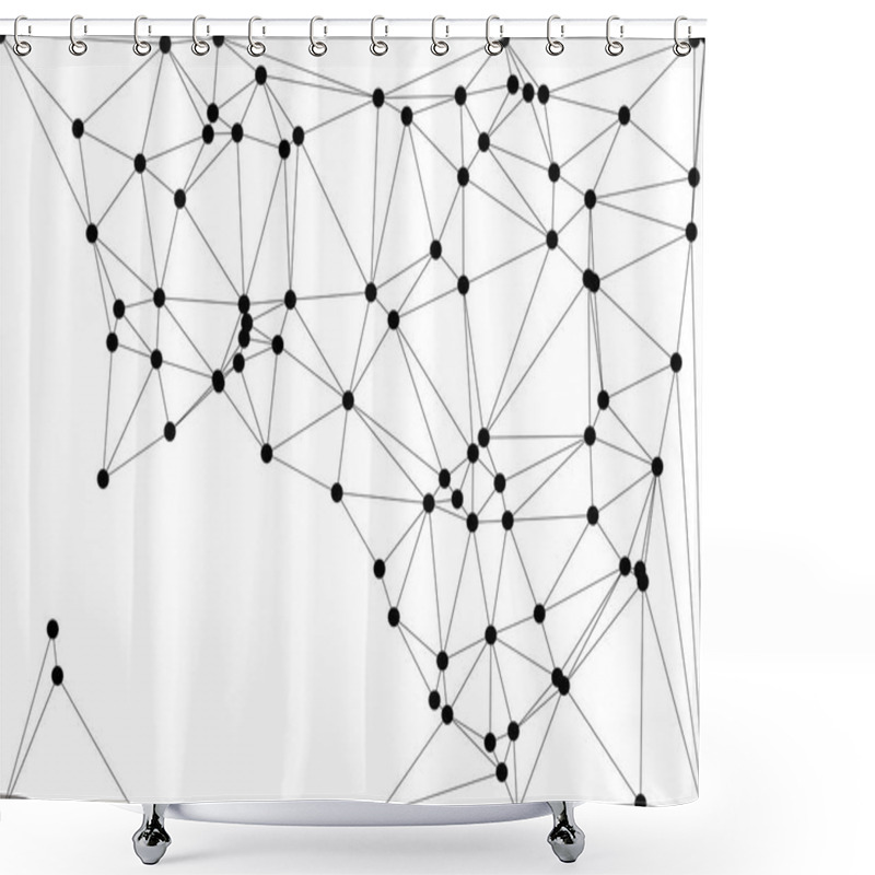 Personality  Abstract Polygonal Mesh With Black Nodes And Thin Lines, Creating A Minimalist Geometric Network Pattern Shower Curtains