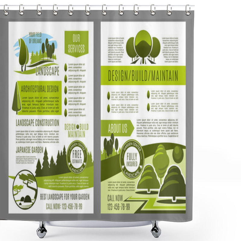 Personality  Vector Brochure For Green Landscape Eco Design Shower Curtains