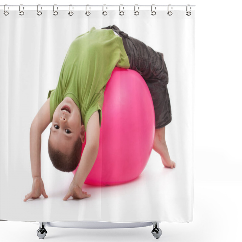 Personality  Little Boy Doing Gymnastic Exercises Shower Curtains