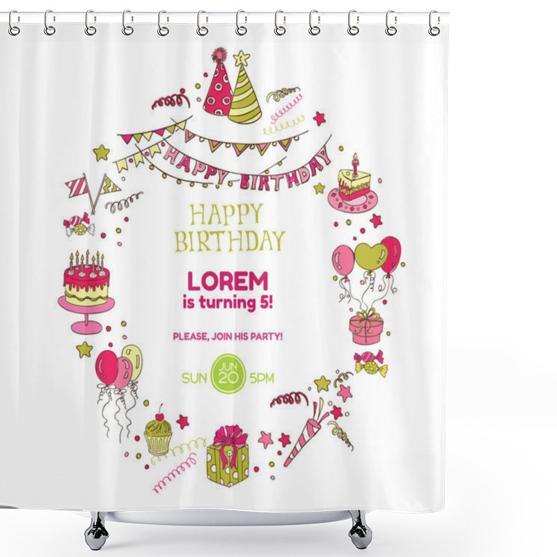 Personality  Birthday Party Invitation Card - With Place For Your Text Shower Curtains