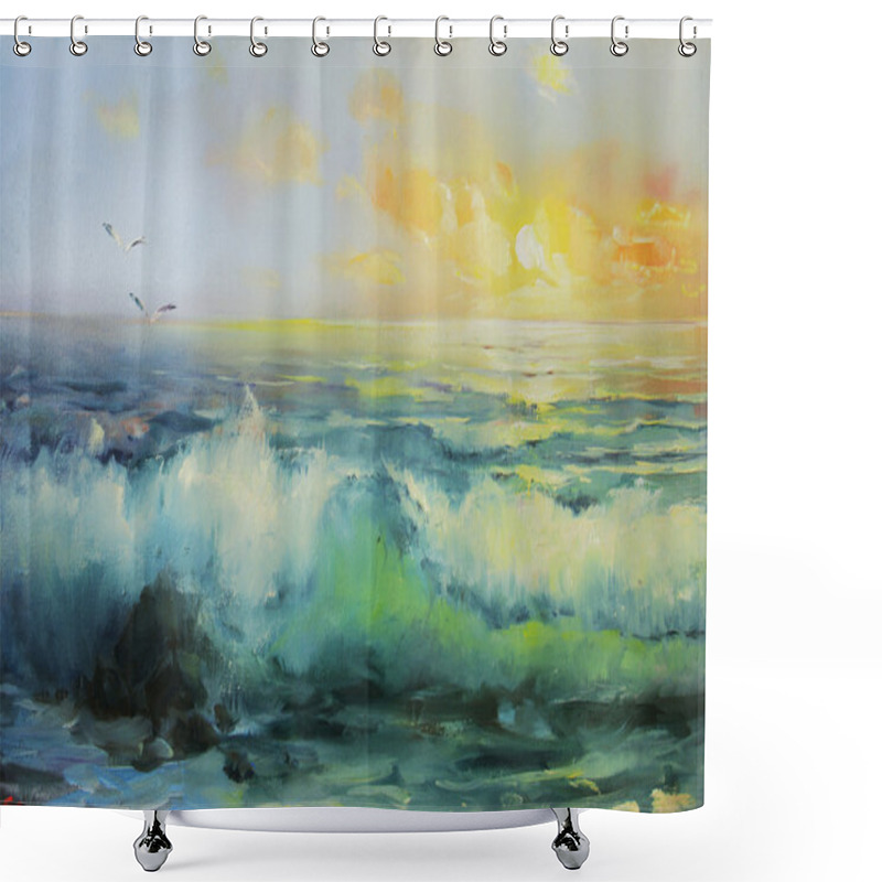 Personality  Surf. Sea Painting. Shower Curtains