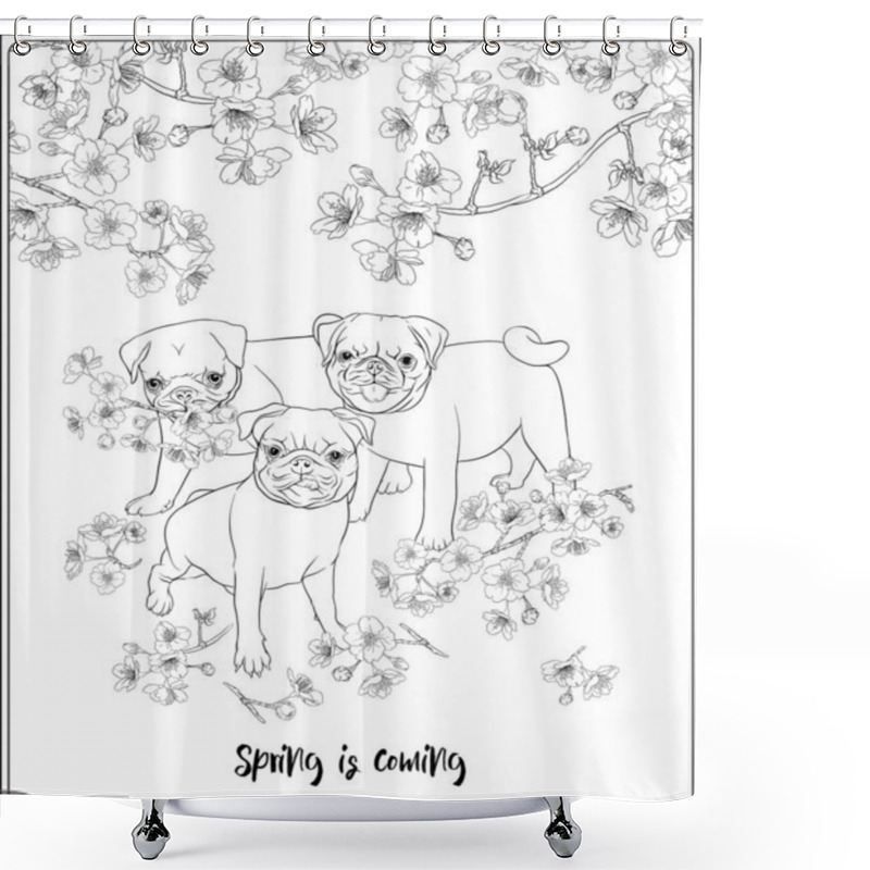 Personality  Pug Dog Vector Illustration. Shower Curtains