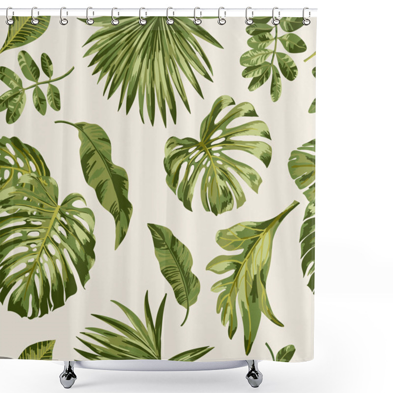 Personality  Seamless Exotic Pattern With Tropical Leaves Shower Curtains