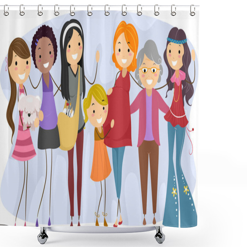 Personality  Women From Different Generations Shower Curtains